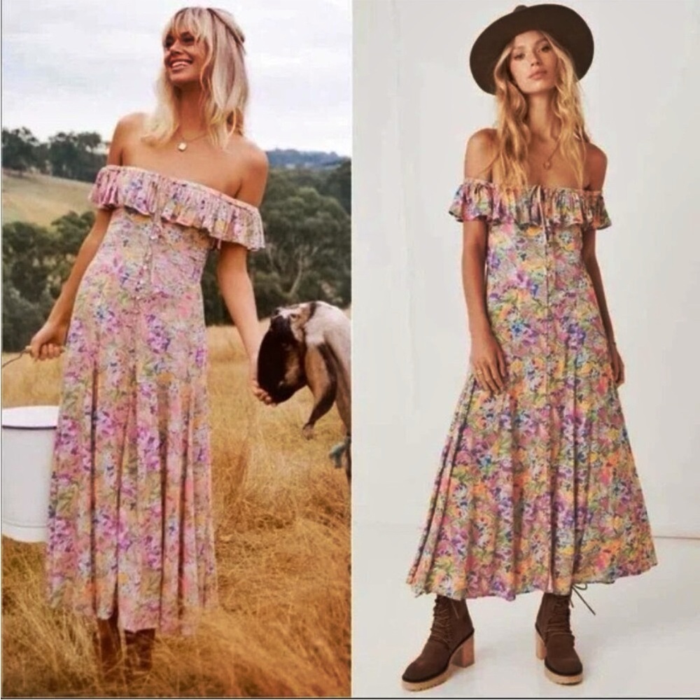 Spell & The Gypsy Dolly Off Shoulder Midi Dress in Popsicle Floral Free People